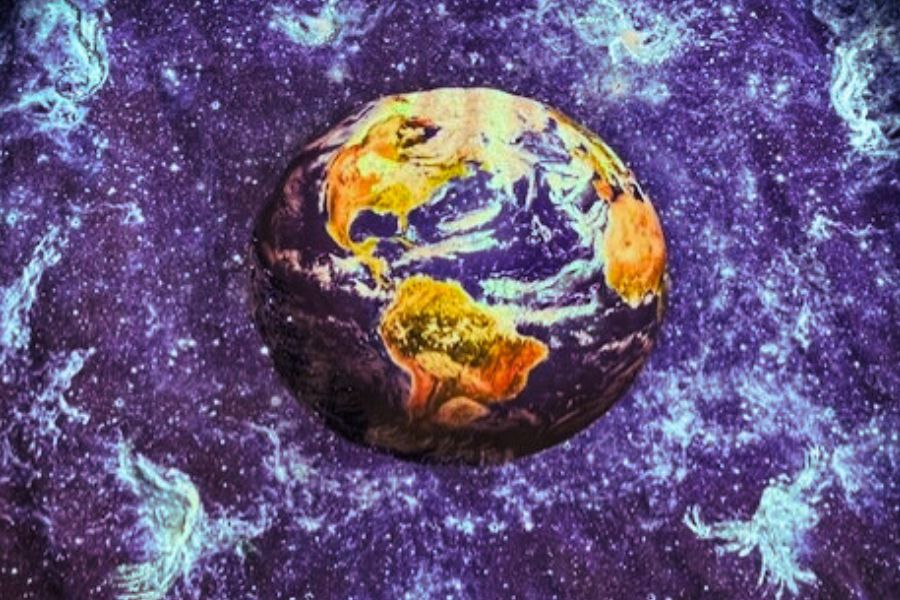 Earth spinning in the cosmos