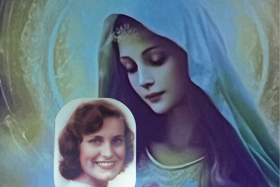 Divine Mother looking down at an image of my mother.